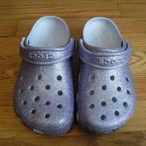 Crocs Girls Size 4 Junior Purple Glitter Sandals